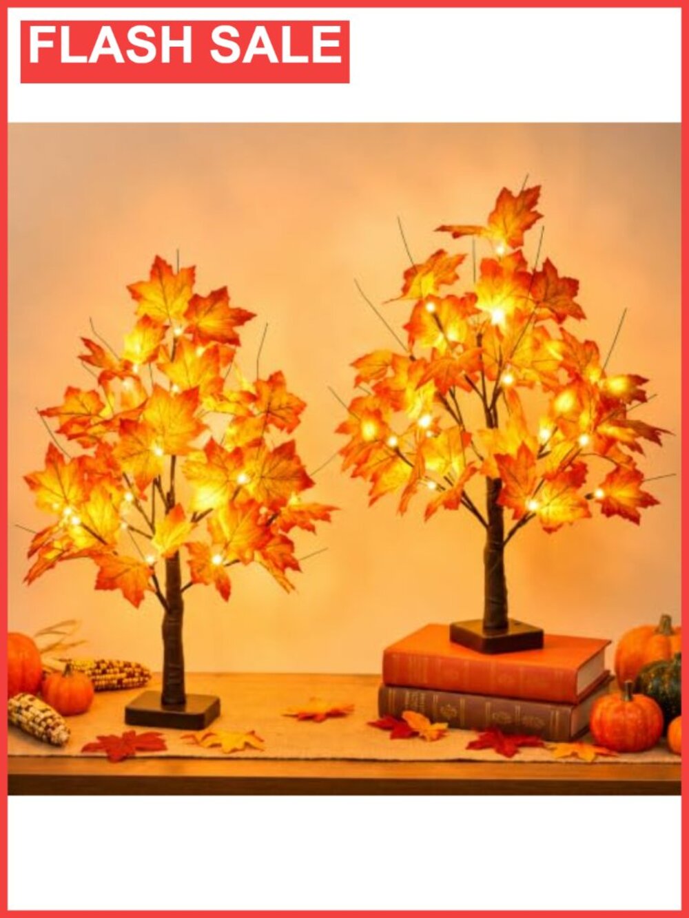 Lighted Fall Maple Tree Tabletop Decoration Bendable Branches Pre-lit 22 Inch